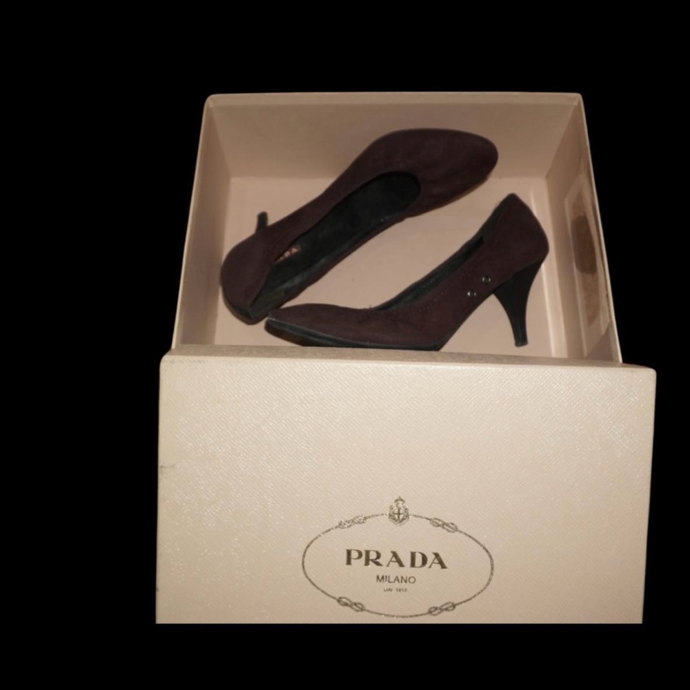 Prada Women's Burgundy Suede Heels
